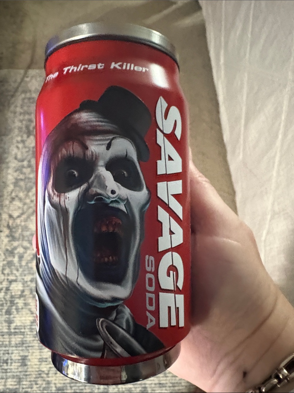 Art The Clown Terrifier SAVAGE soda can Insulated with straw nwt!